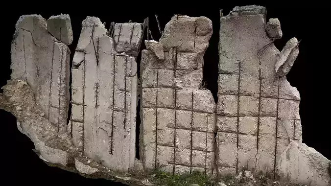 concrete broken fence industrial wall photogrammetry