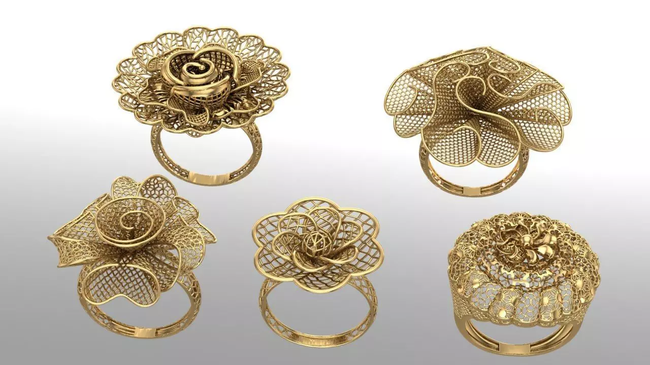 Floral Elegance - 3D Ring Collection 3D print model