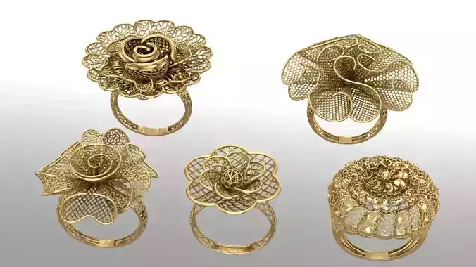 Floral Elegance - 3D Ring Collection