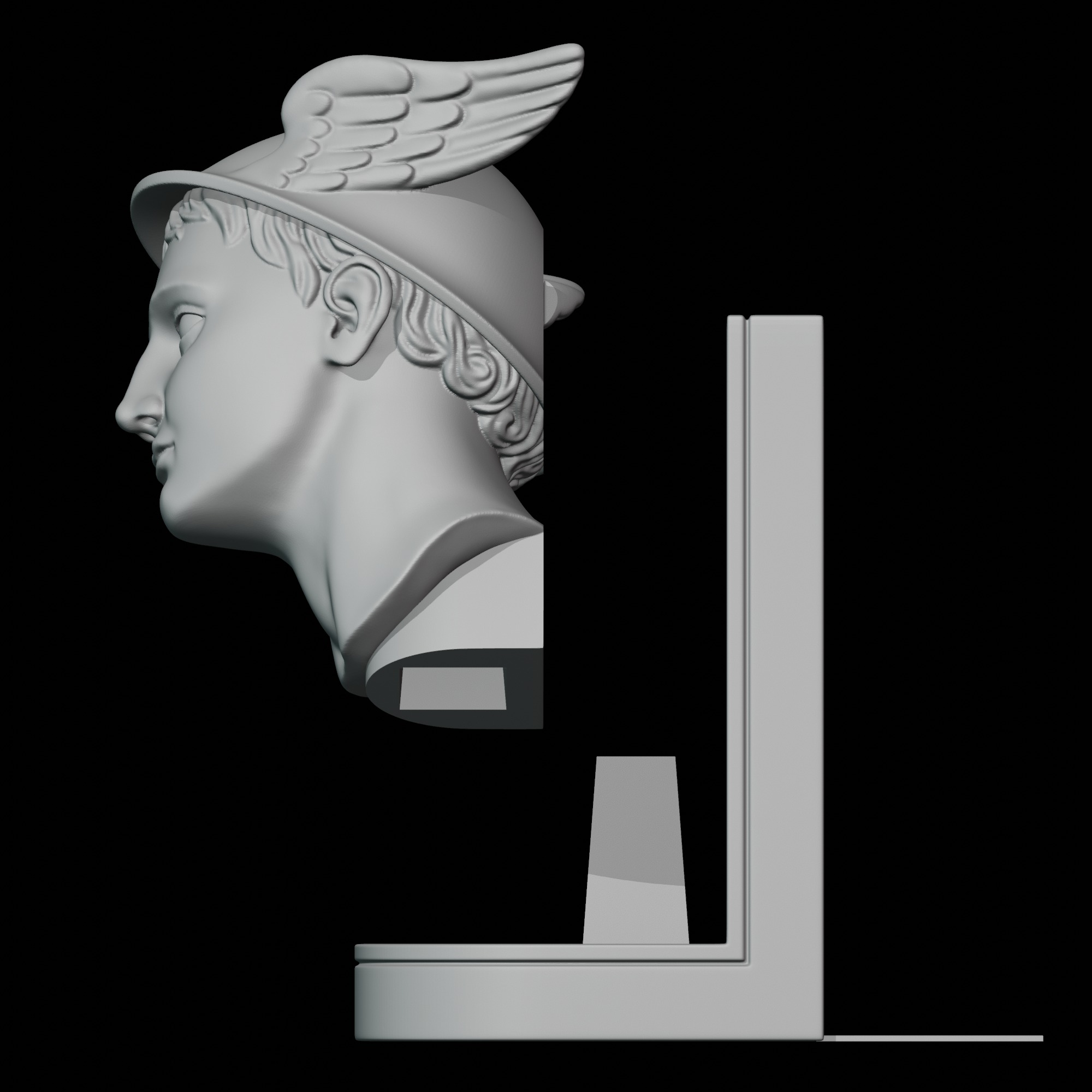 Hermes Head Bookend Holder 3D print model_8