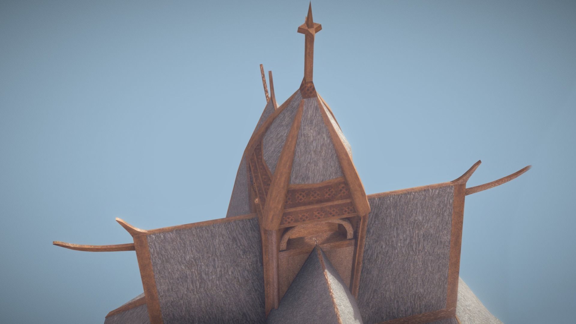 Viking Stave Church-Building Low-poly 3D model_6