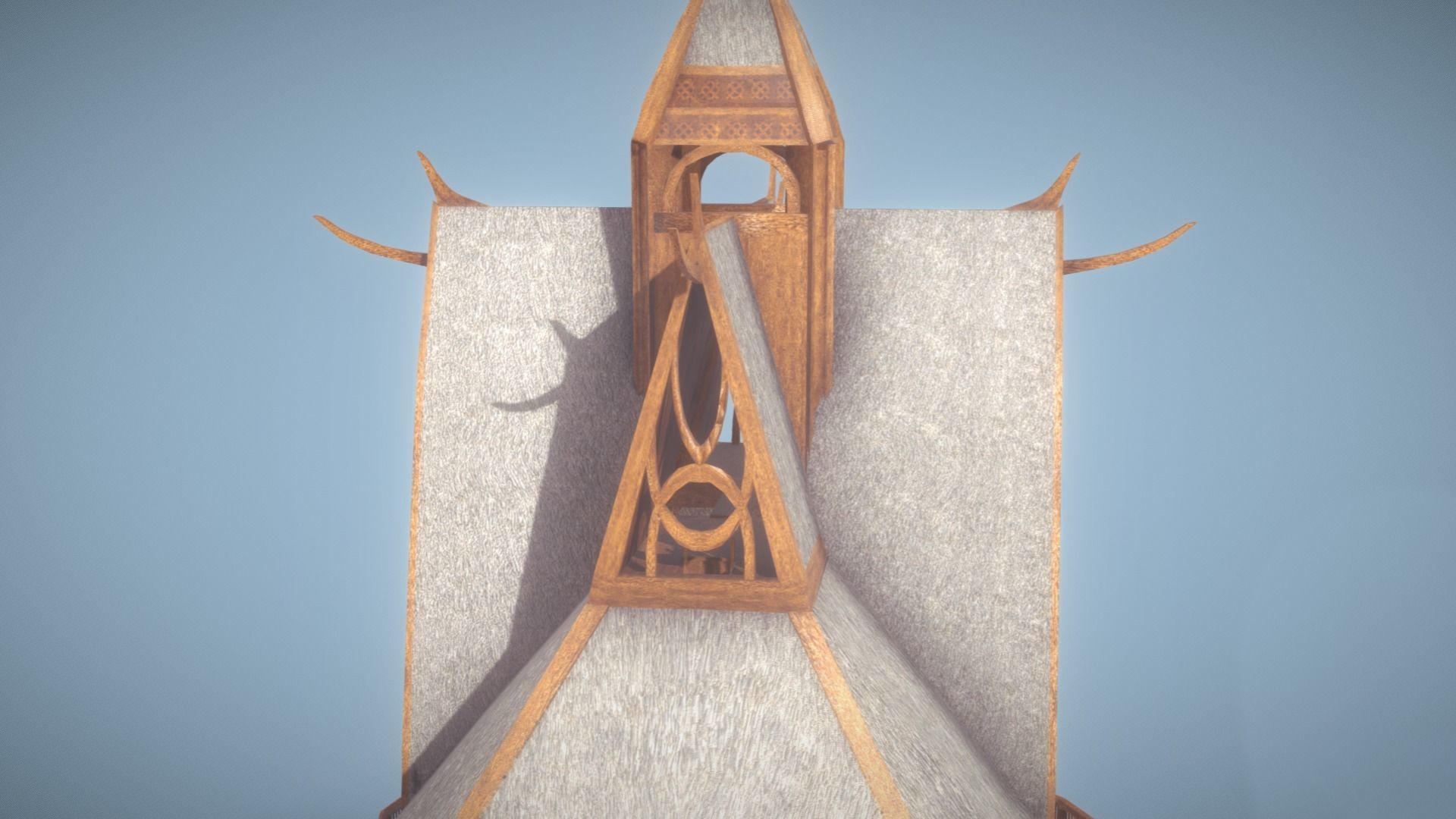 Viking Stave Church-Building Low-poly 3D model_5