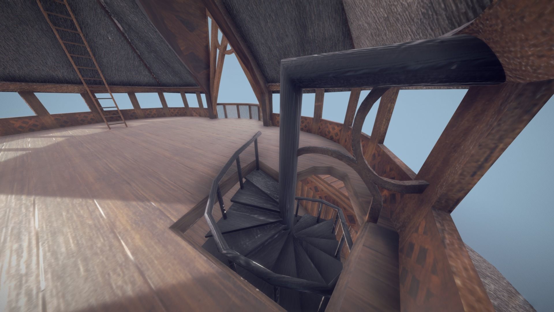 Viking Stave Church-Building Low-poly 3D model_15