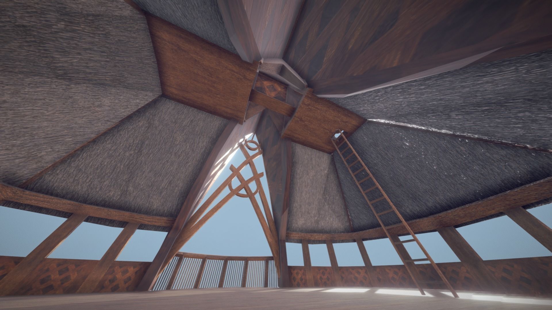 Viking Stave Church-Building Low-poly 3D model_13
