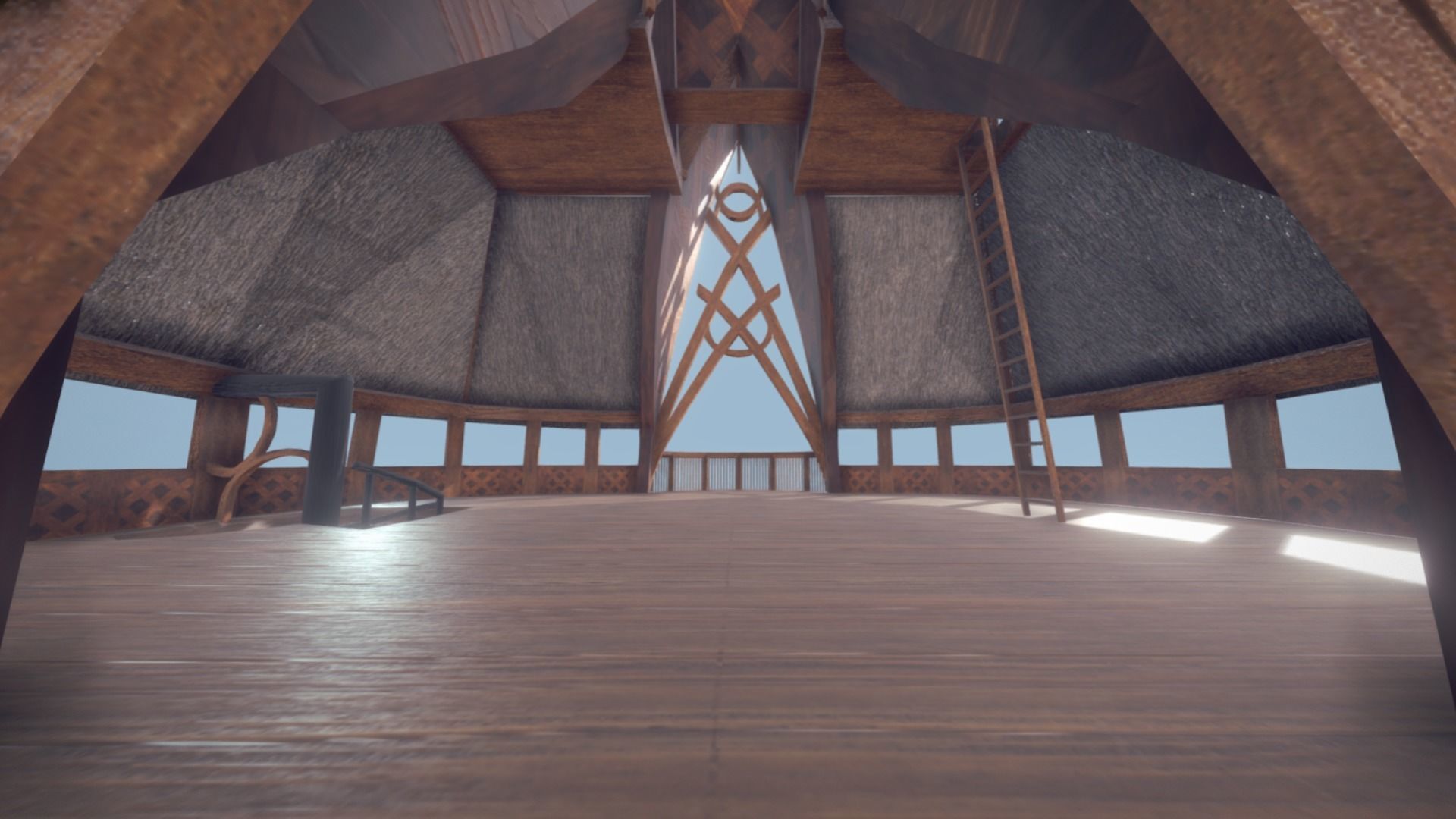 Viking Stave Church-Building Low-poly 3D model_14