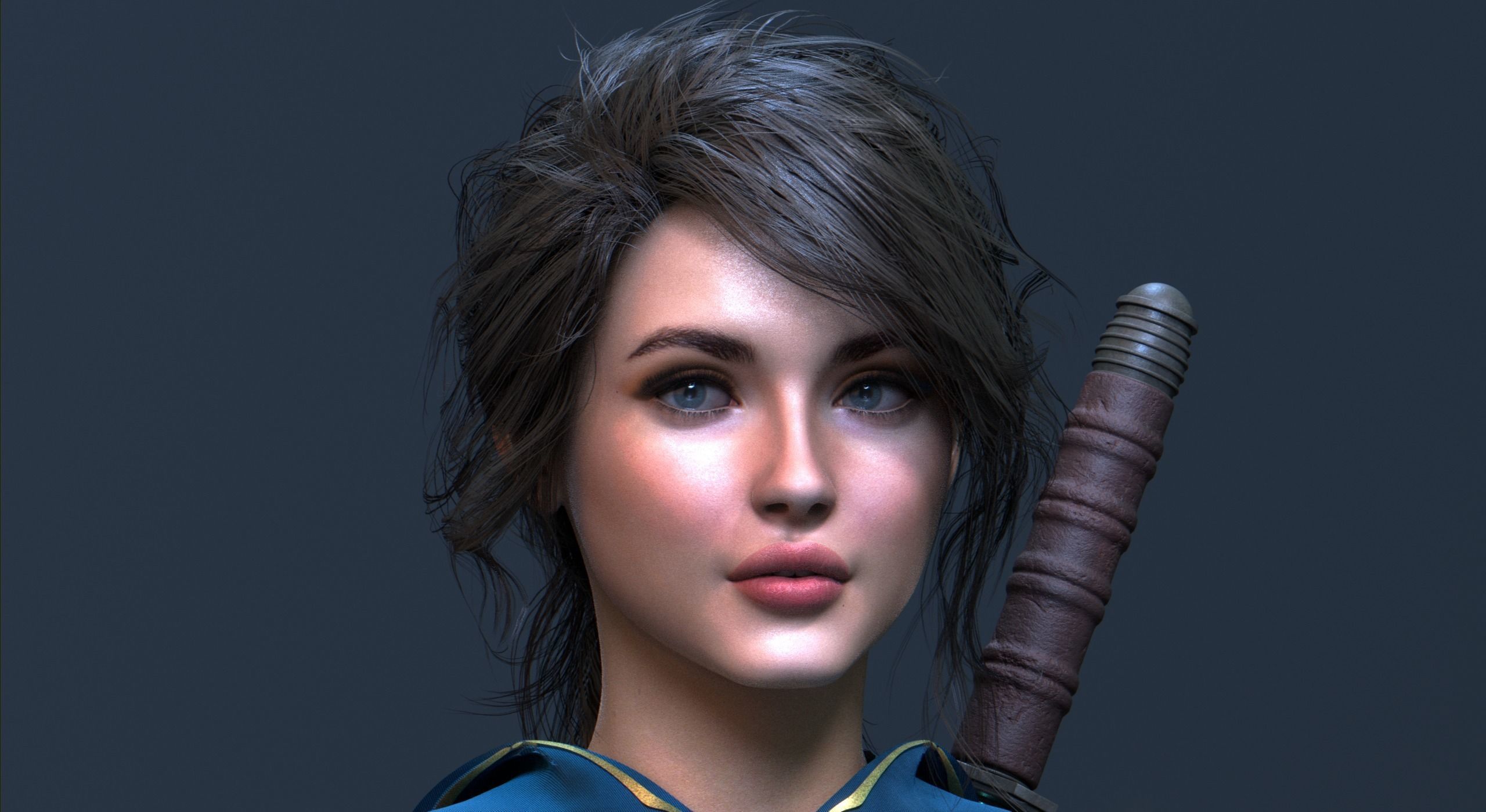 Female Warrior Character Pack Game Ready Fireheart Low-poly 3D model_2