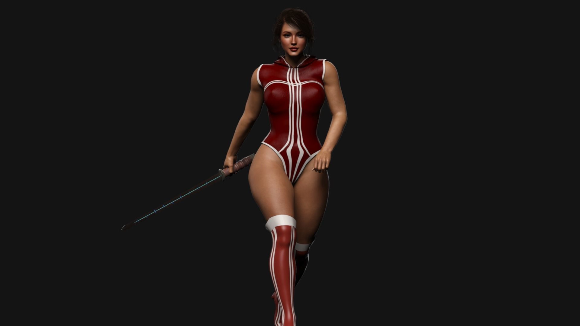 Female Warrior Character Pack Game Ready Fireheart Low-poly 3D model_14