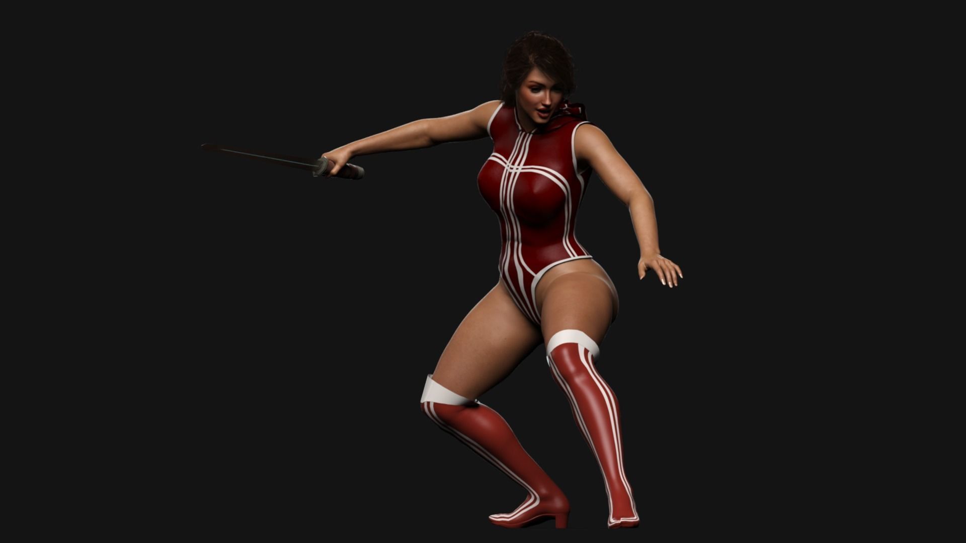 Female Warrior Character Pack Game Ready Fireheart Low-poly 3D model_16