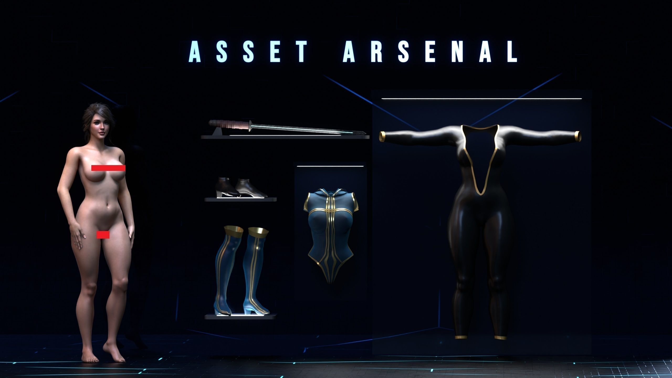 Female Warrior Character Pack Game Ready Fireheart Low-poly 3D model_1