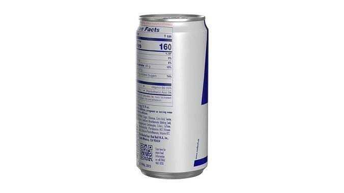 Red Bull Drink Can Sleek 250ml 01 Low-poly 3D model 4