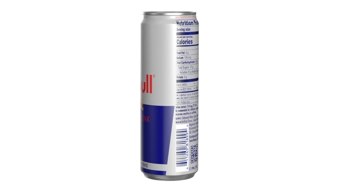 Red Bull Drink Can Sleek 355ml 02 Low-poly 3D model_5
