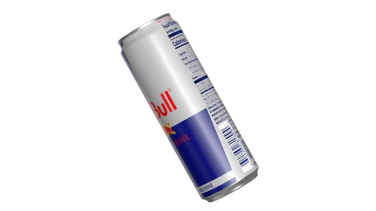 Red Bull Drink Can Sleek 355ml 02 Low-poly 3D model_13