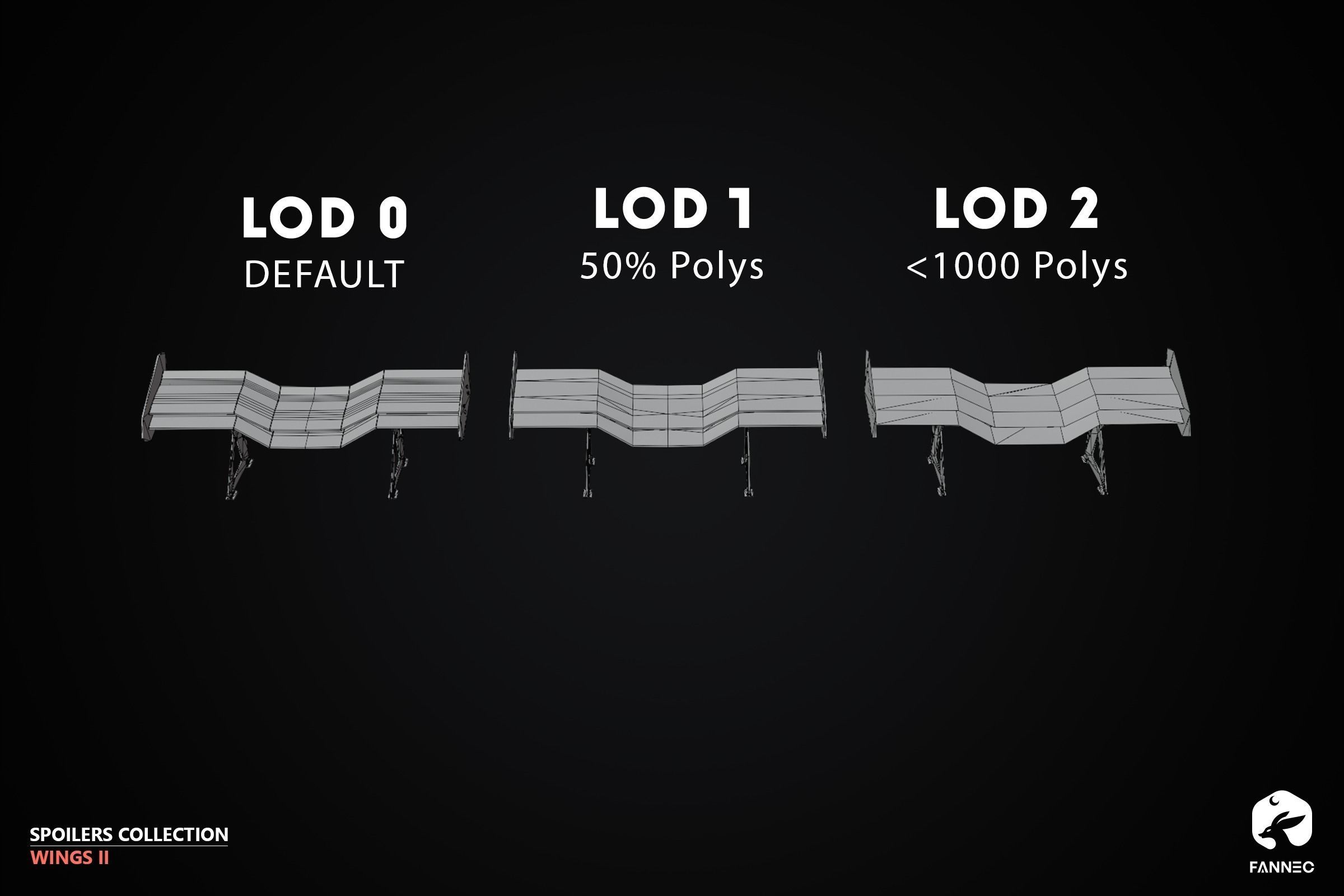 WINGS II - Spoilers Collection - Unreal Engine Low-poly 3D model_25