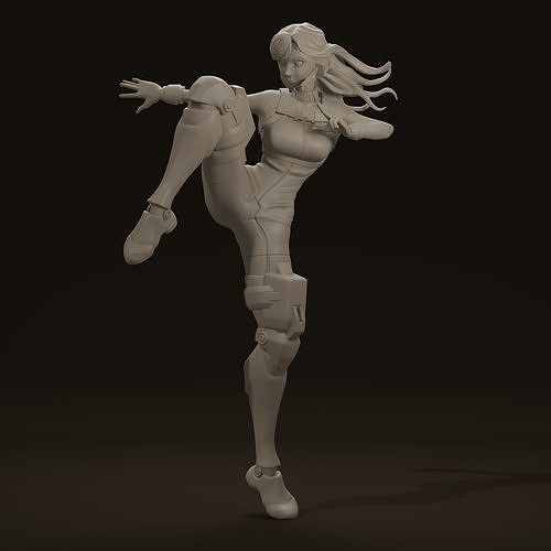 Sexy girl in battle pose 3D print model