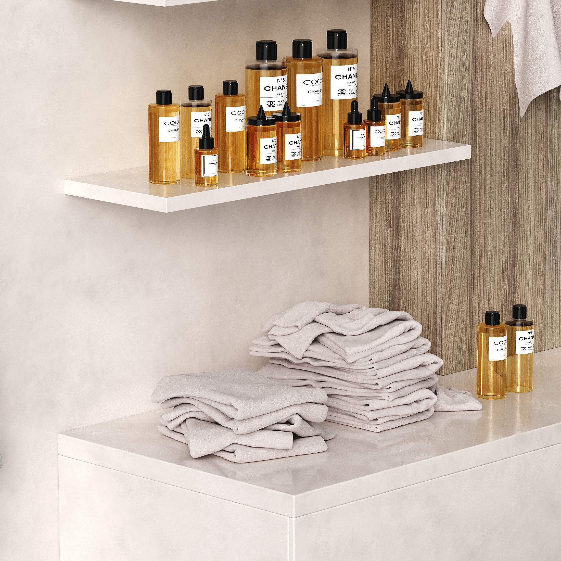 Modern spa with massage couch and accessories Low-poly 3D model_3