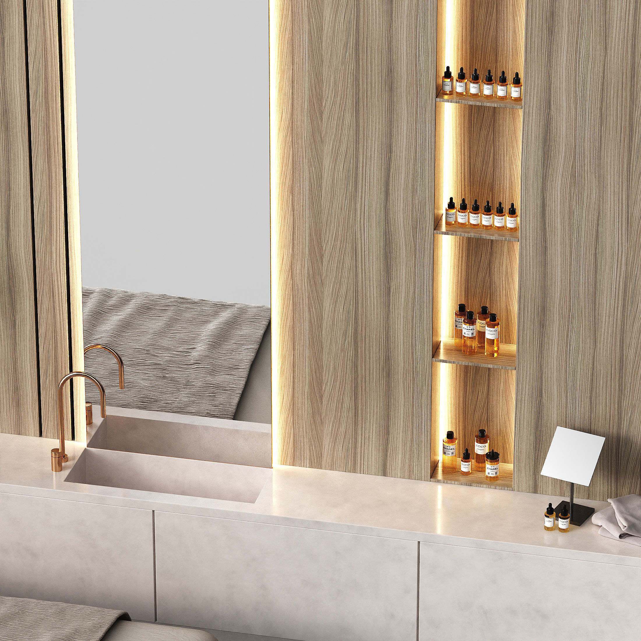 Modern spa with massage couch and accessories Low-poly 3D model_4