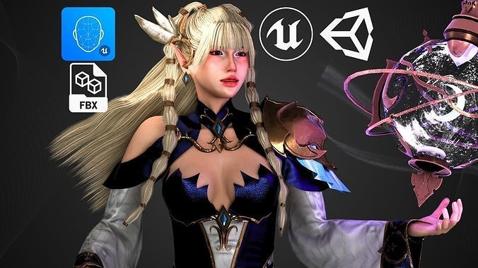 Mage Woman - GameReady Low-poly 3D model
