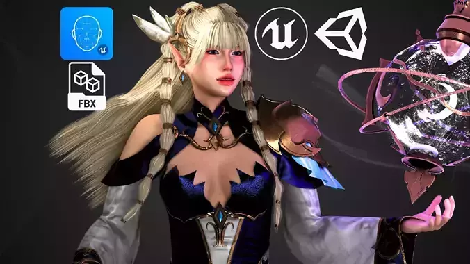 Mage Woman - GameReady Low-poly 3D model