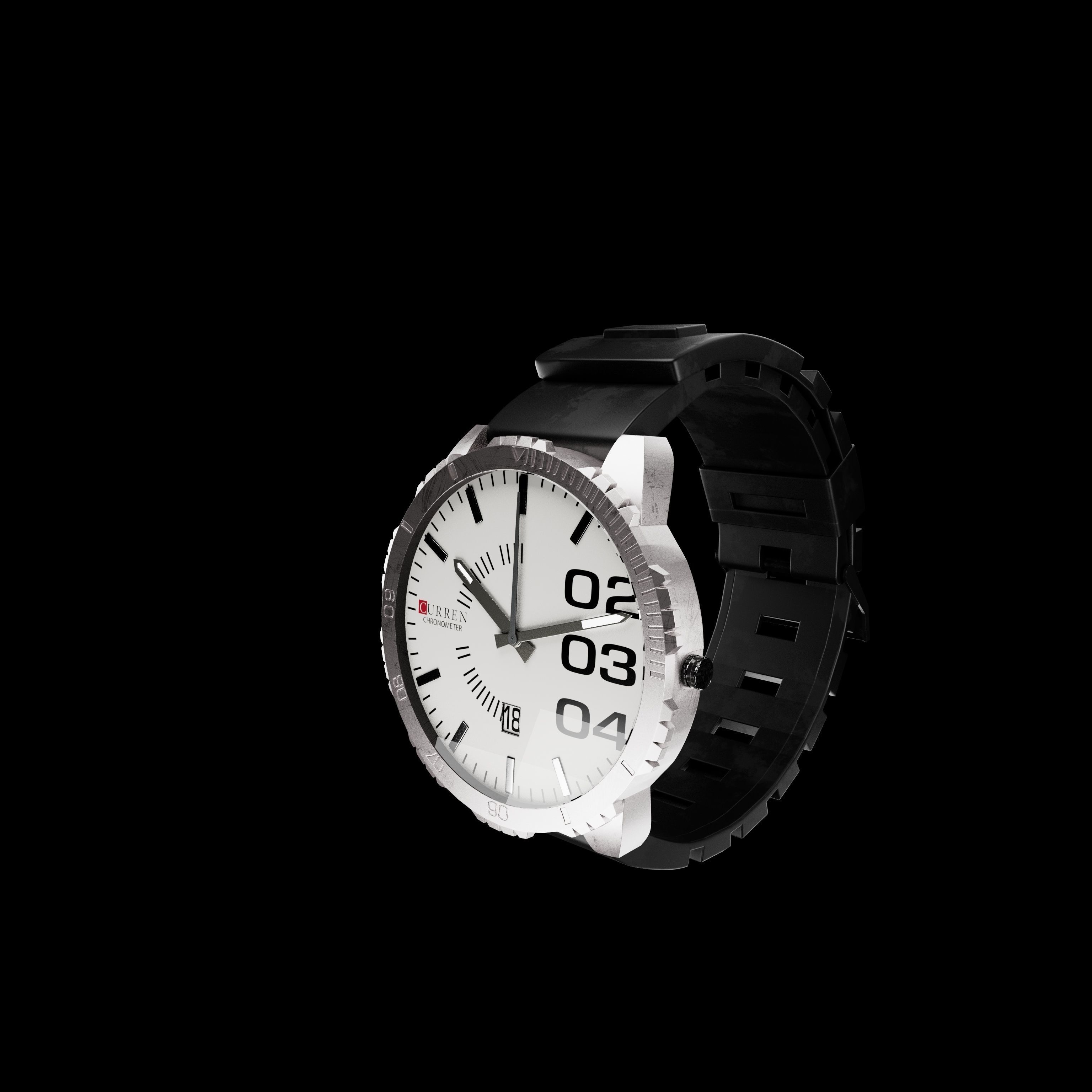  metal watch Low-poly 3D model_10