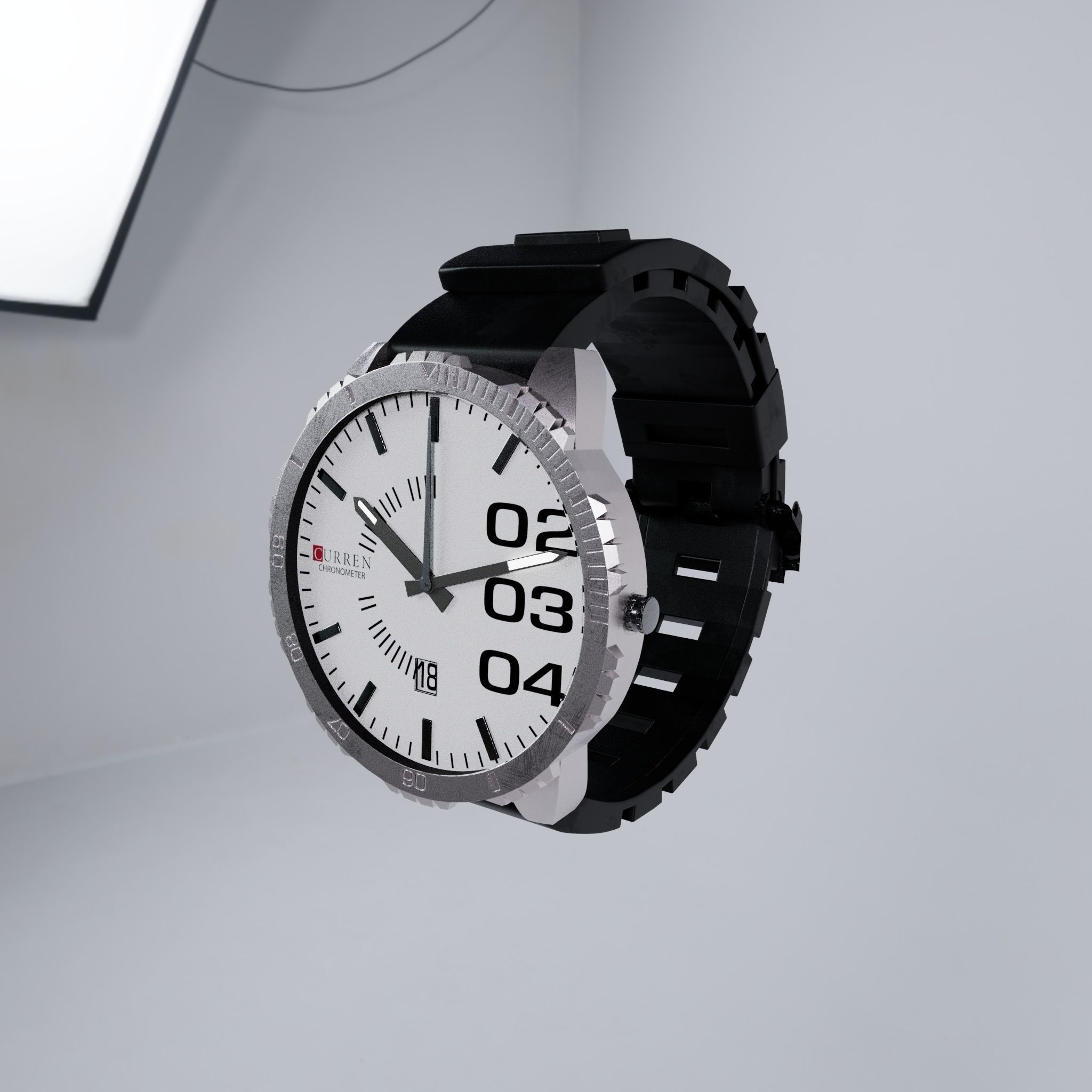  metal watch Low-poly 3D model_13