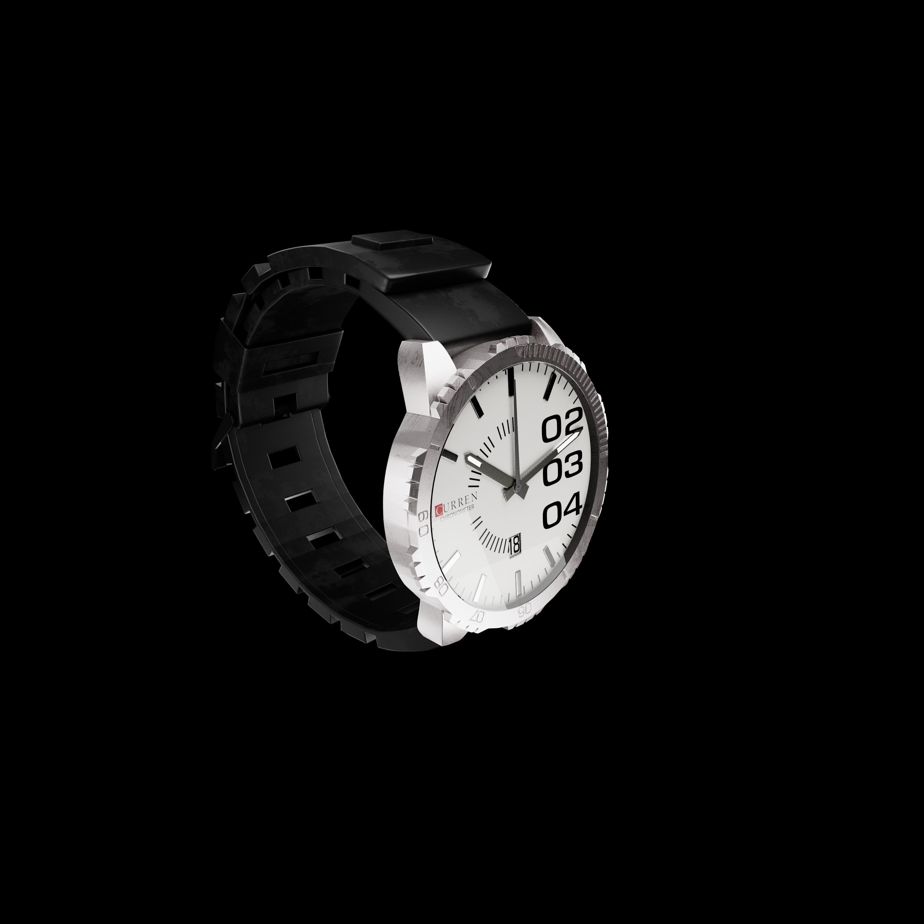 metal watch Low-poly 3D model_19
