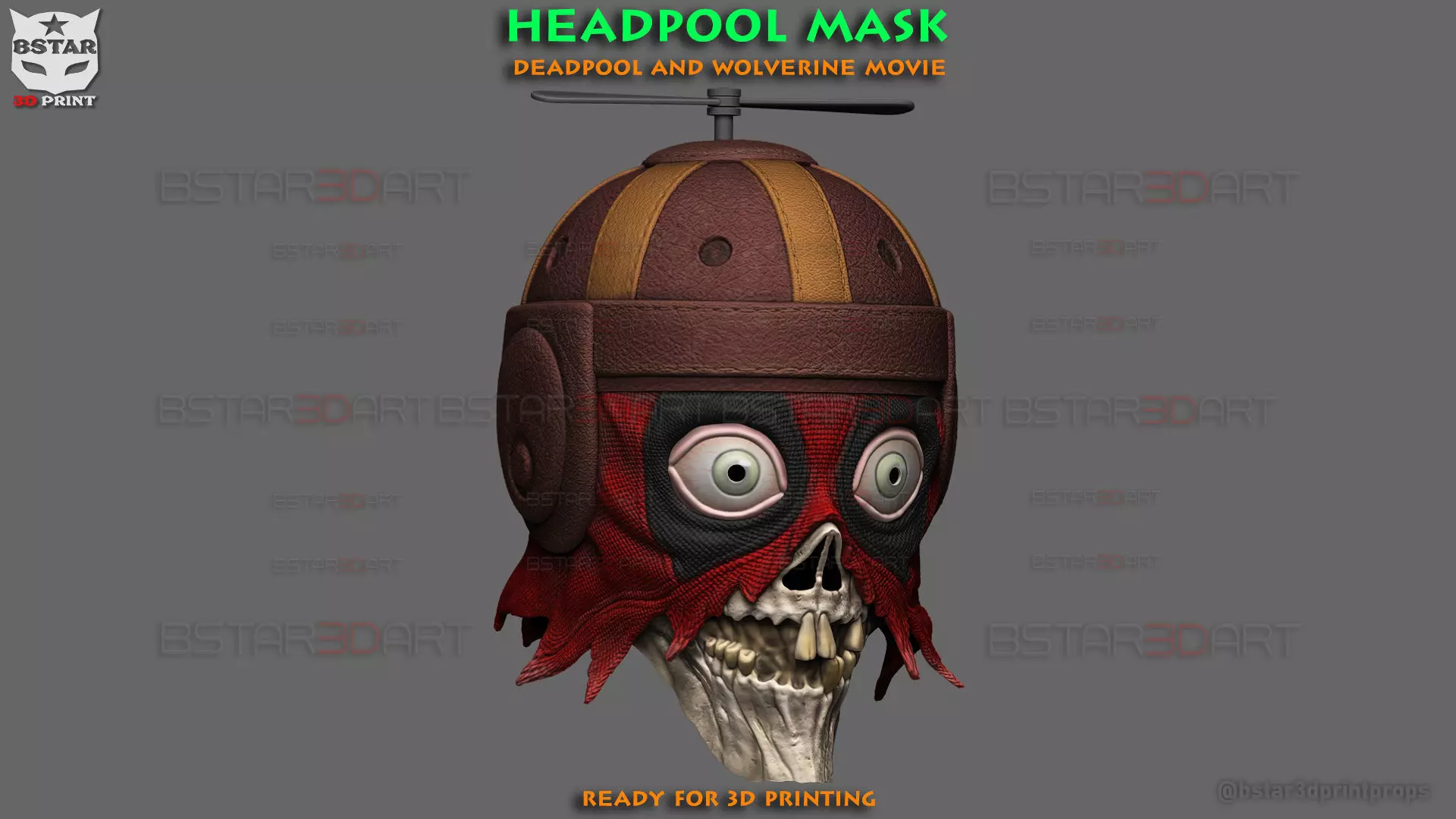 Headpool Mask - Deadpool and Wolverine movie - Marvel comic 3D print model_0