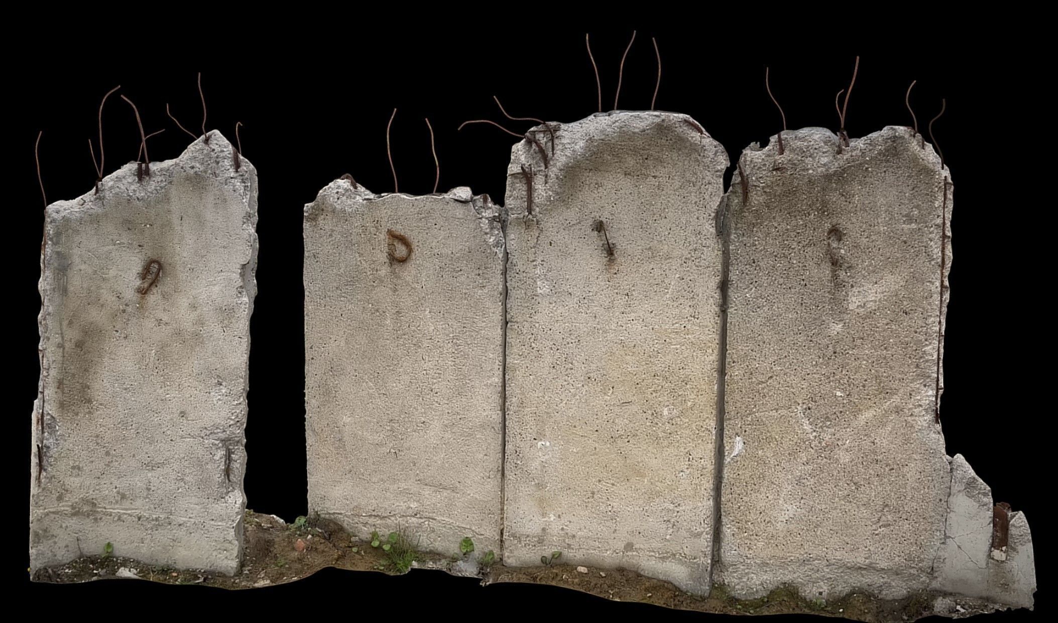 concrete slabs fence industrial wall photogrammetry Low-poly 3D model_1