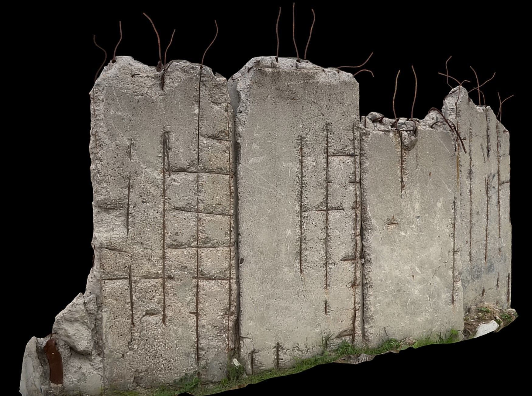 concrete slabs fence industrial wall photogrammetry Low-poly 3D model_2