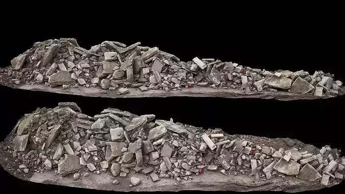 concrete debris ruins long pile photogrammetry