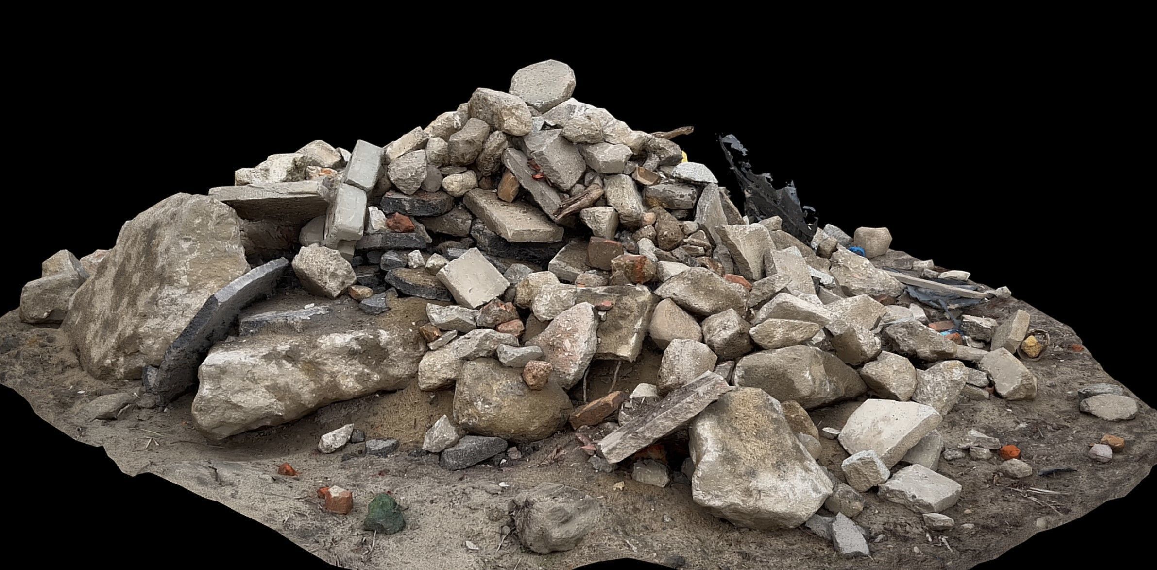 concrete debris ruins stones blocks photogrammetry Low-poly 3D model_3