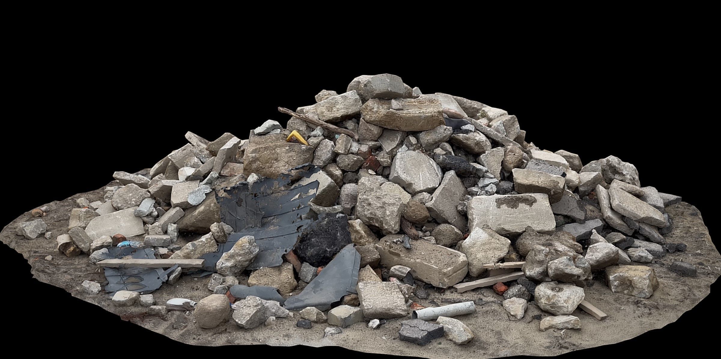 concrete debris ruins stones blocks photogrammetry Low-poly 3D model_1