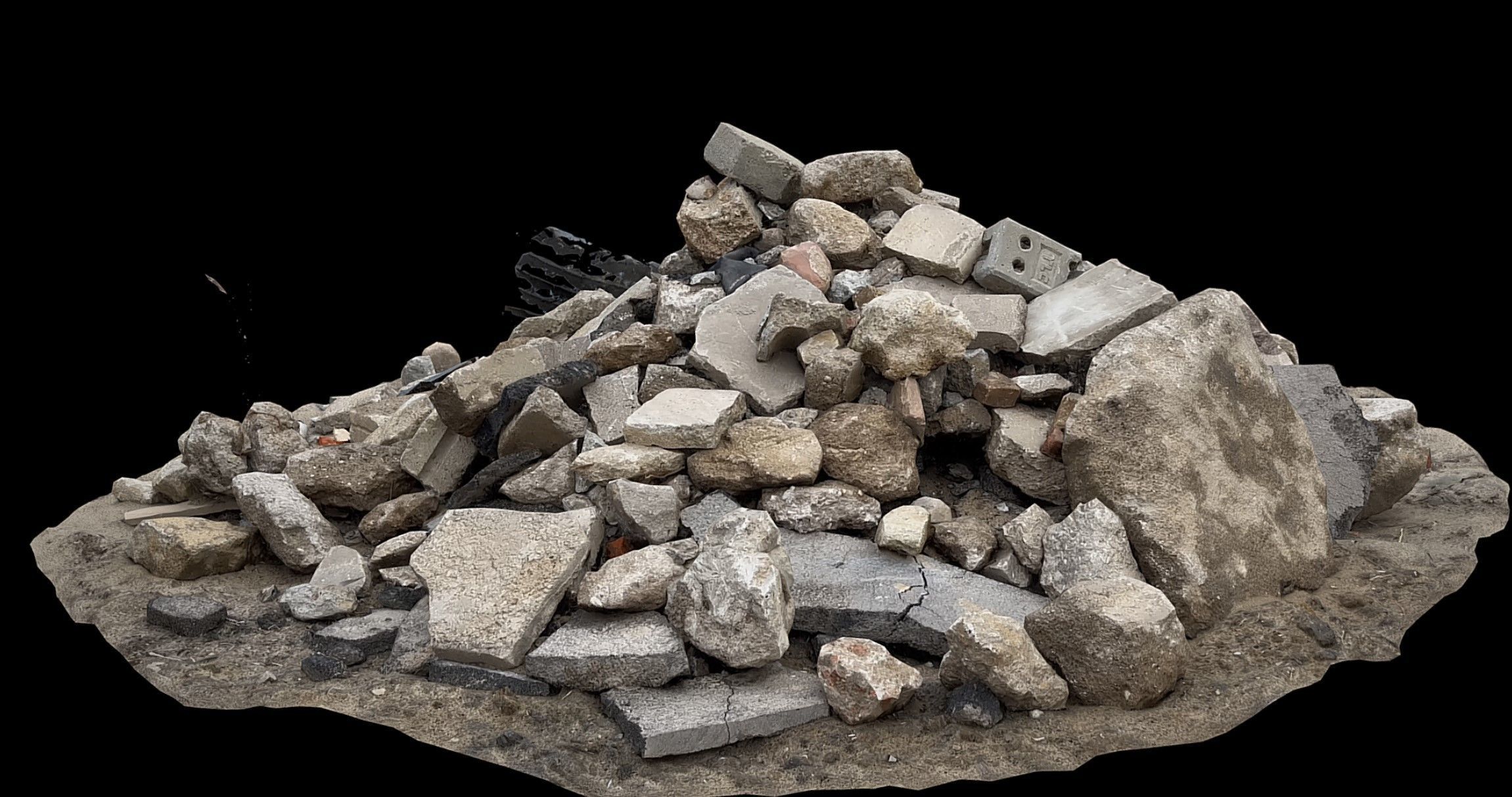 concrete debris ruins stones blocks photogrammetry Low-poly 3D model_2
