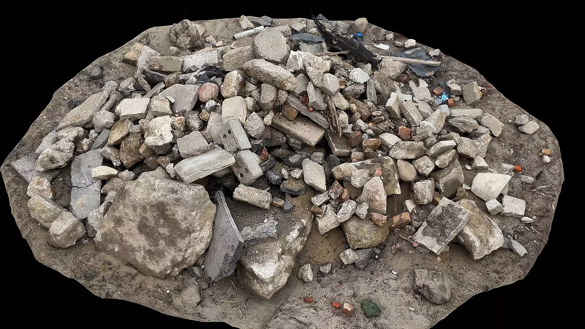 concrete debris ruins stones blocks photogrammetry Low-poly 3D model_0