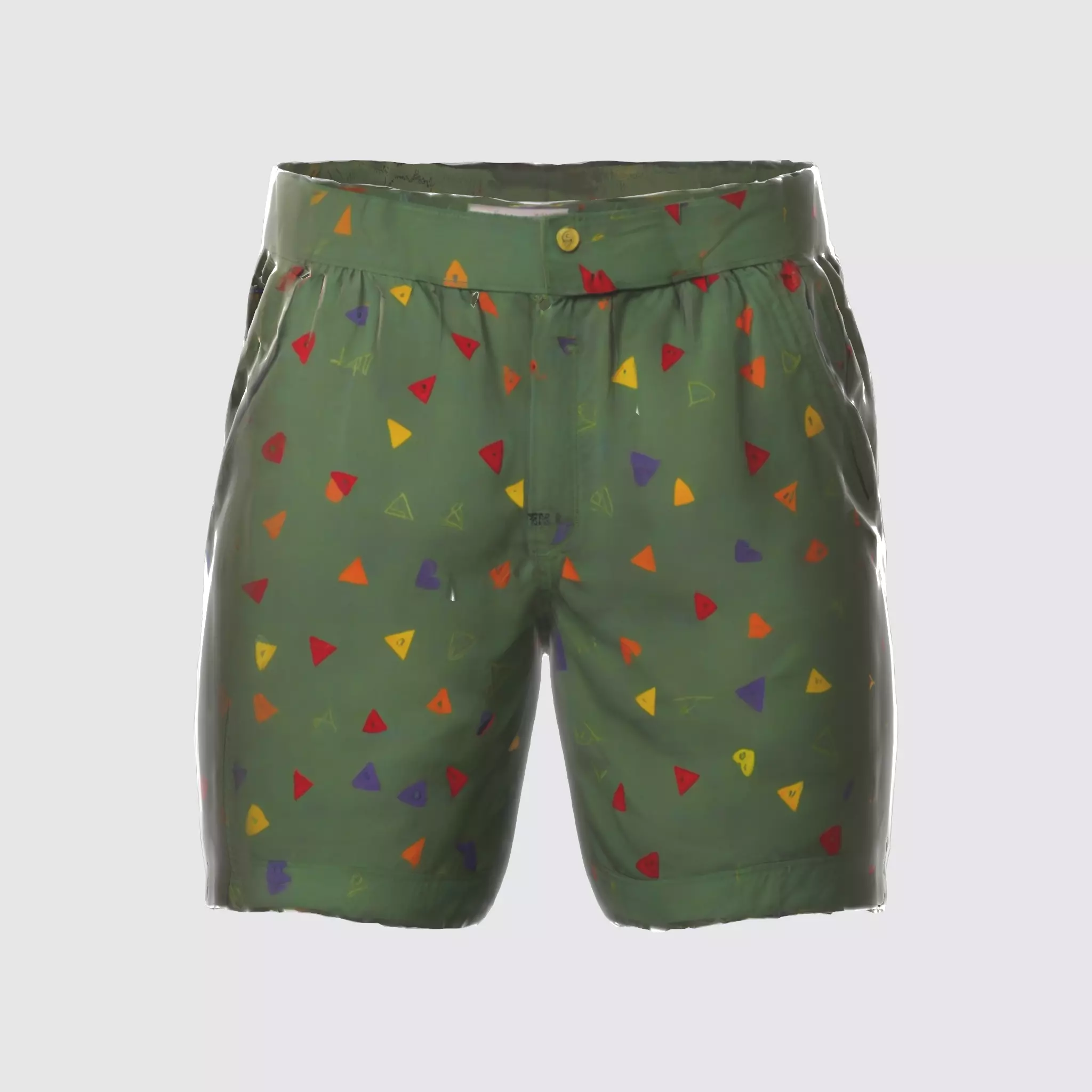 A green camouflage patterned shorts  3D model_0
