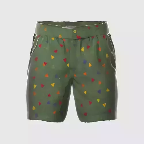 A green camouflage patterned shorts 
