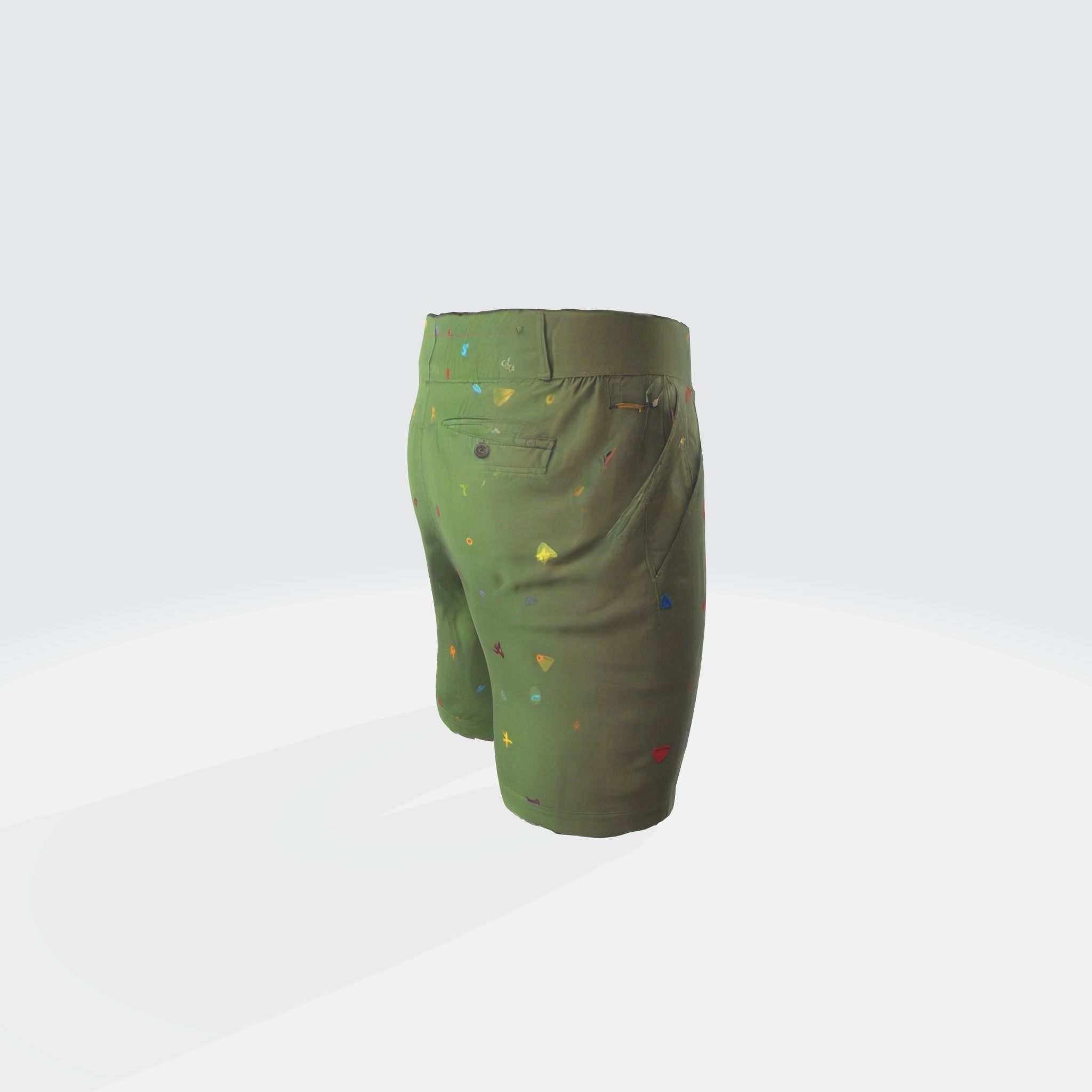 A green camouflage patterned shorts  3D model_3