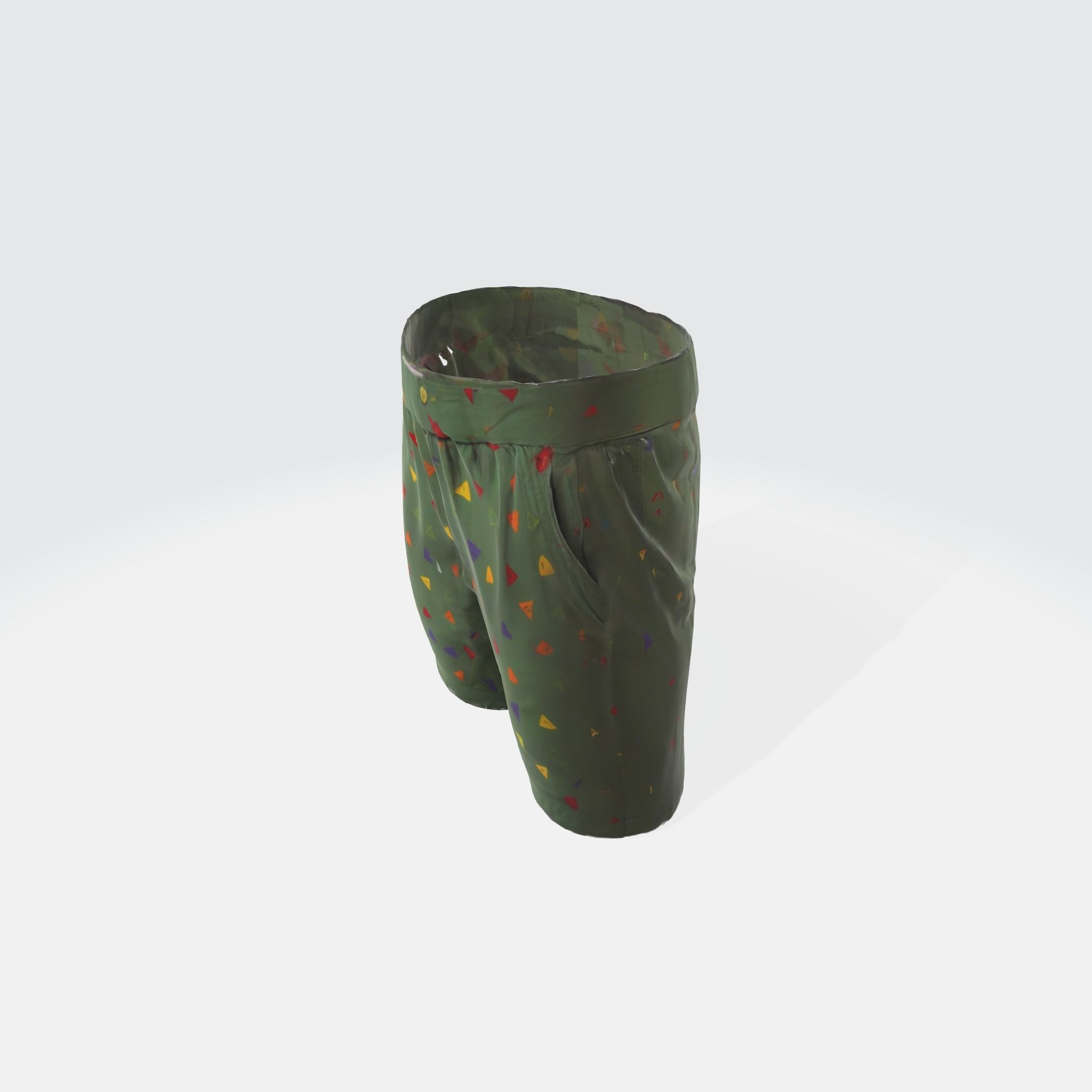 A green camouflage patterned shorts  3D model_1