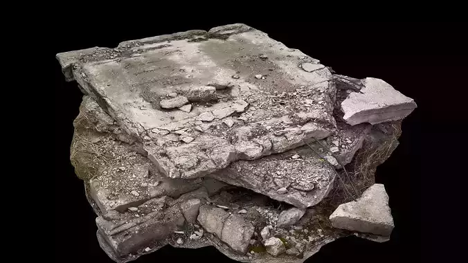 concrete debris broken slabs ruins photogrammetry