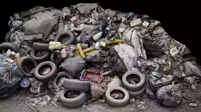 debris mixed trash pile photogrammetry  Low-poly 3D model