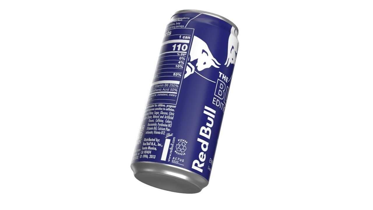 Red Bull Blue Edition Drink Can Sleek 250ml 01 Low-poly 3D model_10