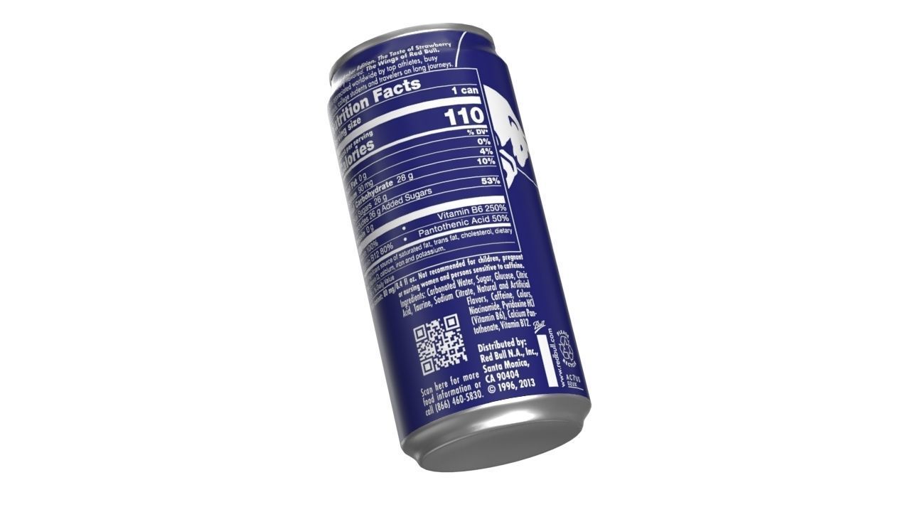Red Bull Blue Edition Drink Can Sleek 250ml 01 Low-poly 3D model_11