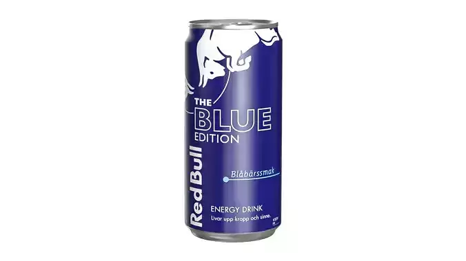 Red Bull Blue Edition Drink Can Sleek 250ml 01 Low-poly 3D model