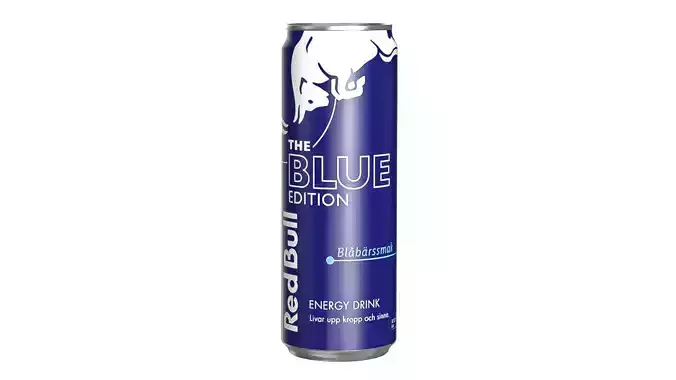 Red Bull Blue Edition Drink Can Sleek 355ml 02 Low-poly 3D model