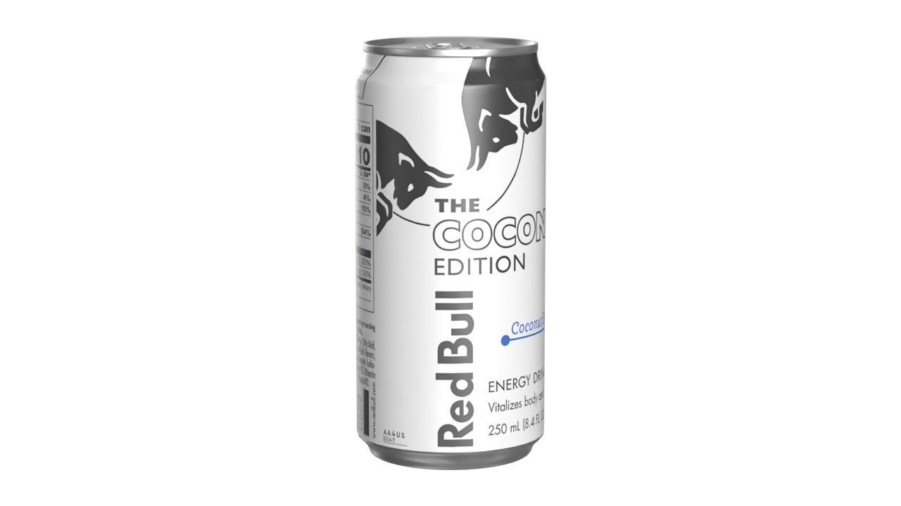 Red Bull Coconut Edition Drink Can Sleek 250ml 01 Low-poly 3D model_1