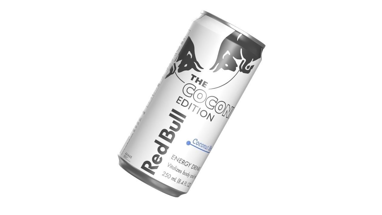 Red Bull Coconut Edition Drink Can Sleek 250ml 01 Low-poly 3D model_9
