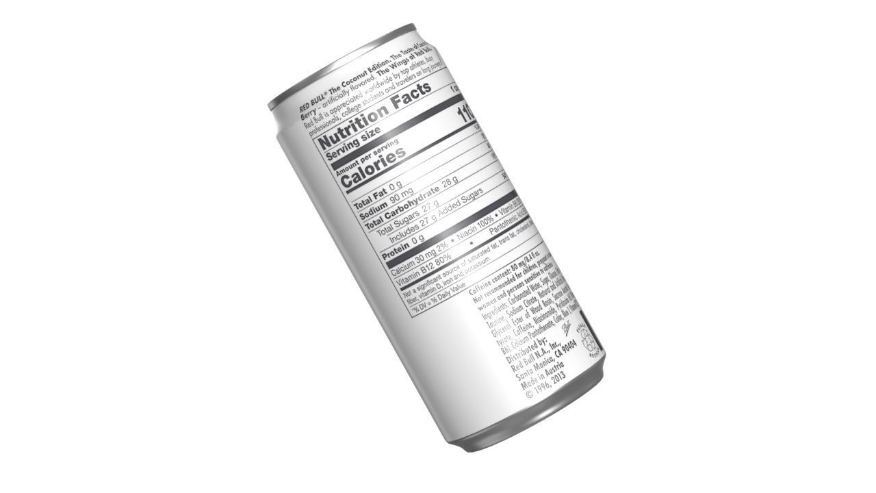 Red Bull Coconut Edition Drink Can Sleek 250ml 01 Low-poly 3D model_12