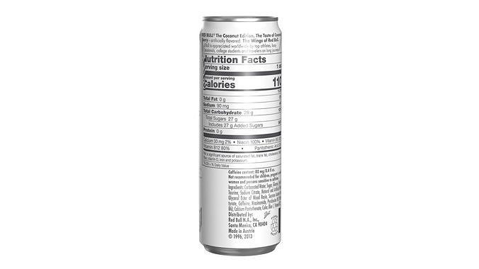 Red Bull Coconut Edition Drink Can Sleek 355ml 02 Low-poly 3D model 5