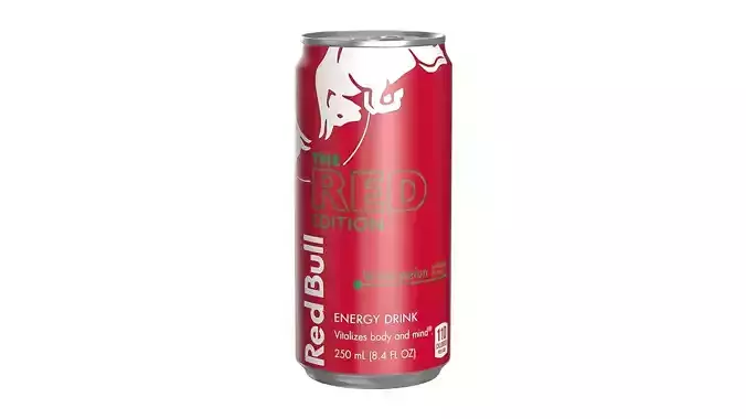 Red Bull Red Edition Drink Can Sleek 250ml 01 Low-poly 3D model