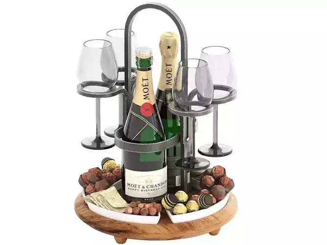weston wine charcuterie caddy two bottle  3D model