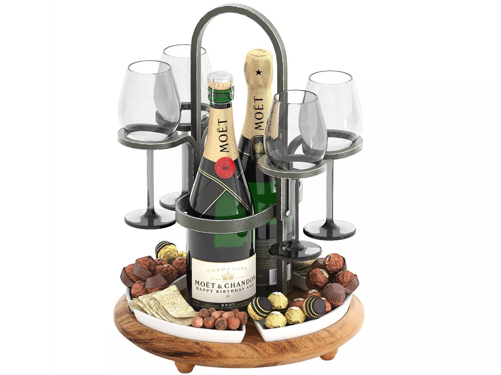 weston wine charcuterie caddy two bottle  3D model_0